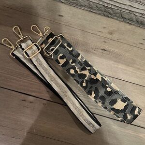 Pom Pom London Adjustable Leopard & Stripe Crossbody Bag Straps